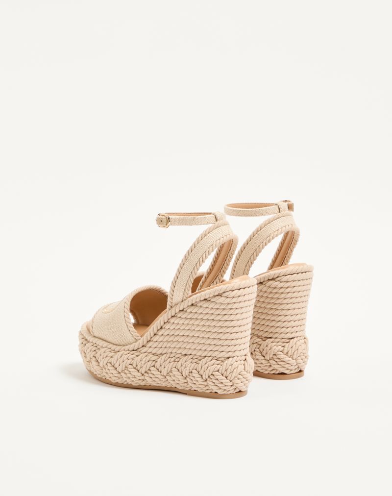 VLogo Torchon Wedge Sandal in Linen Canvas 130mm
