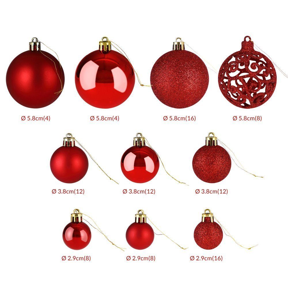 JUNG Christbaumschmuck Christbaumkugeln Weihnachtskugeln 100Stk Christbaumschmuck Kugeln (100-tlg), Weihnachtsdeko Weihnachtsbaumkugeln Weihnachtsschmuck Weihnachten