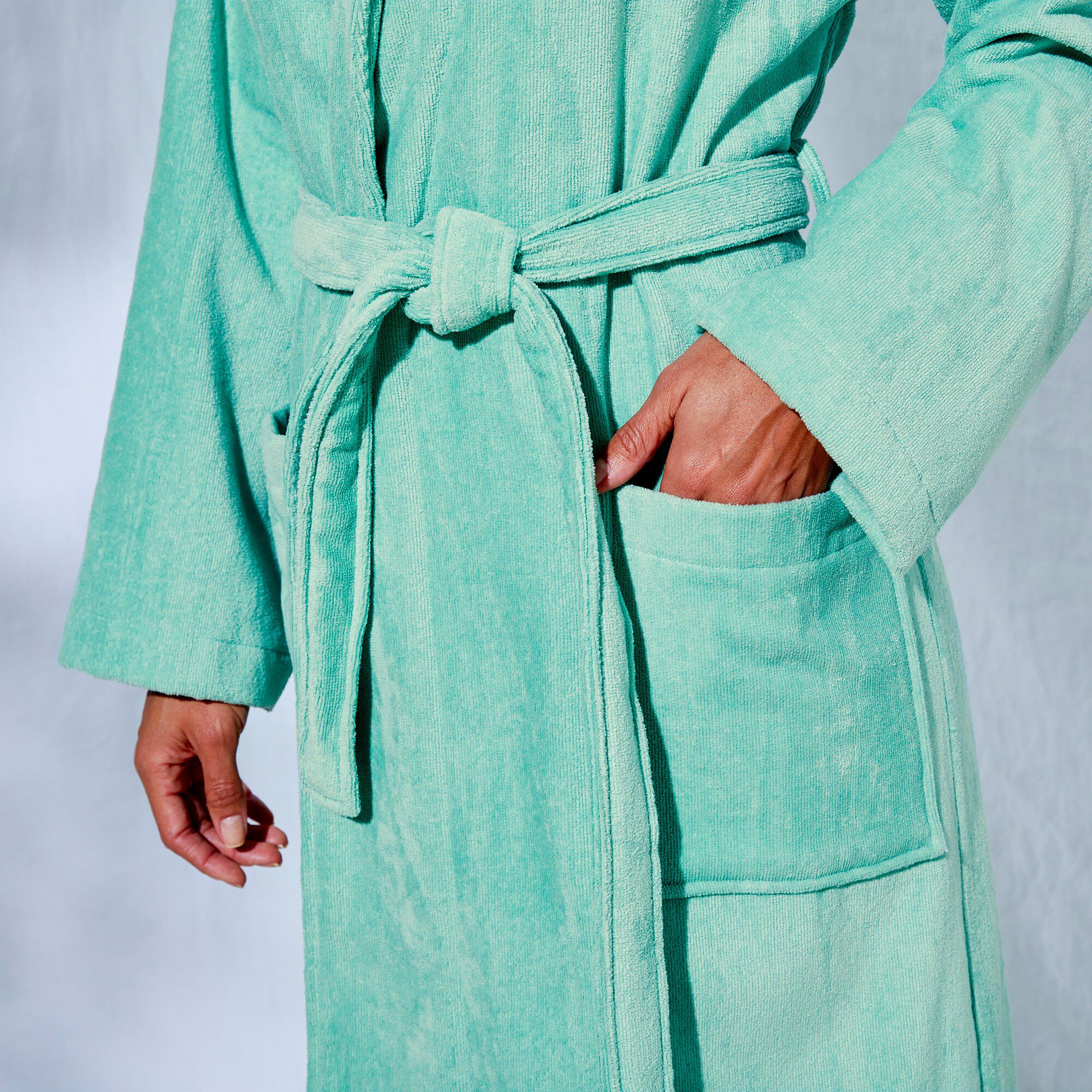 Peignoir mixte adulte éponge velours col châle