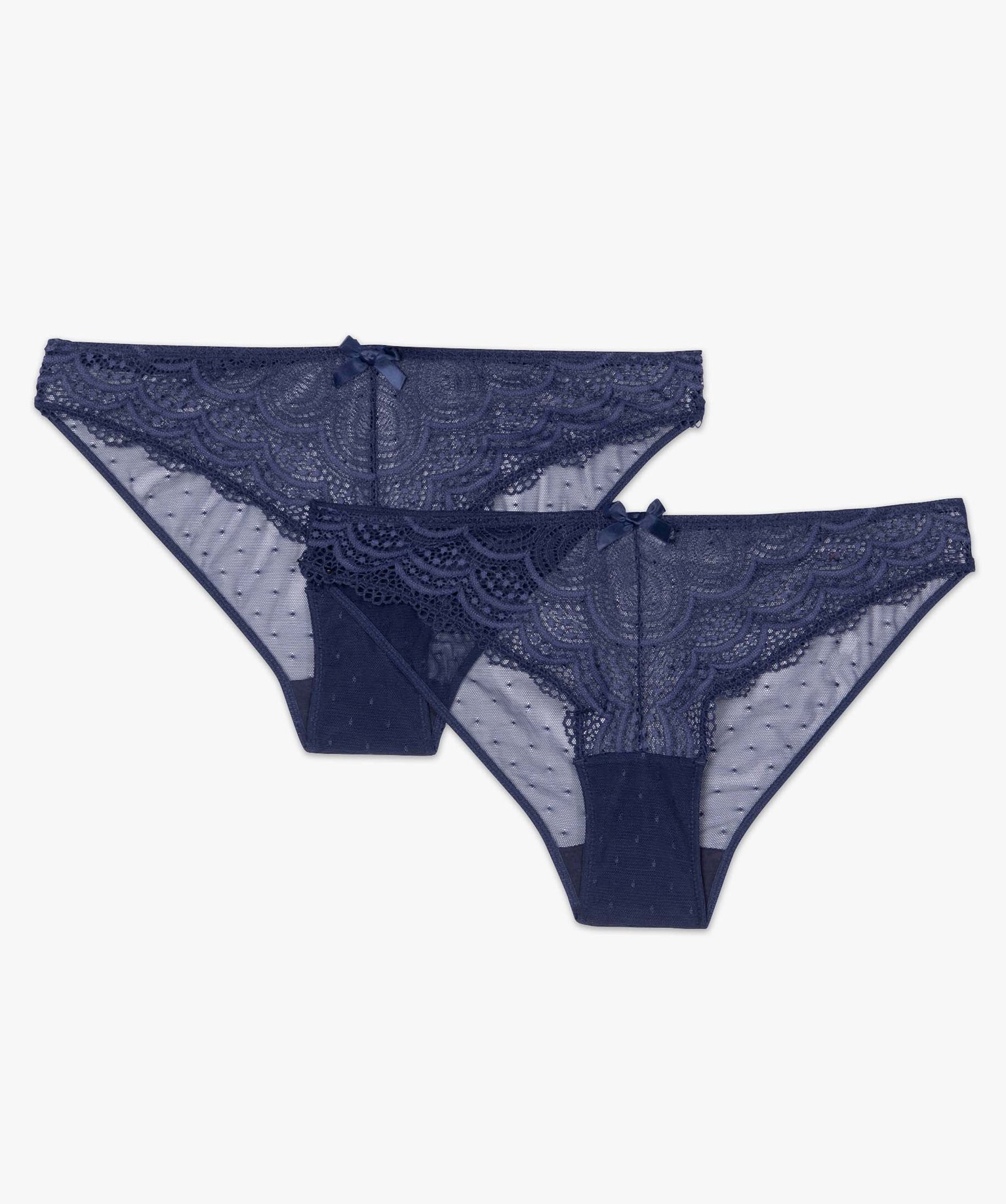 Culotte en dentelle et tulle femme (lot de 2) bleu | GEMO