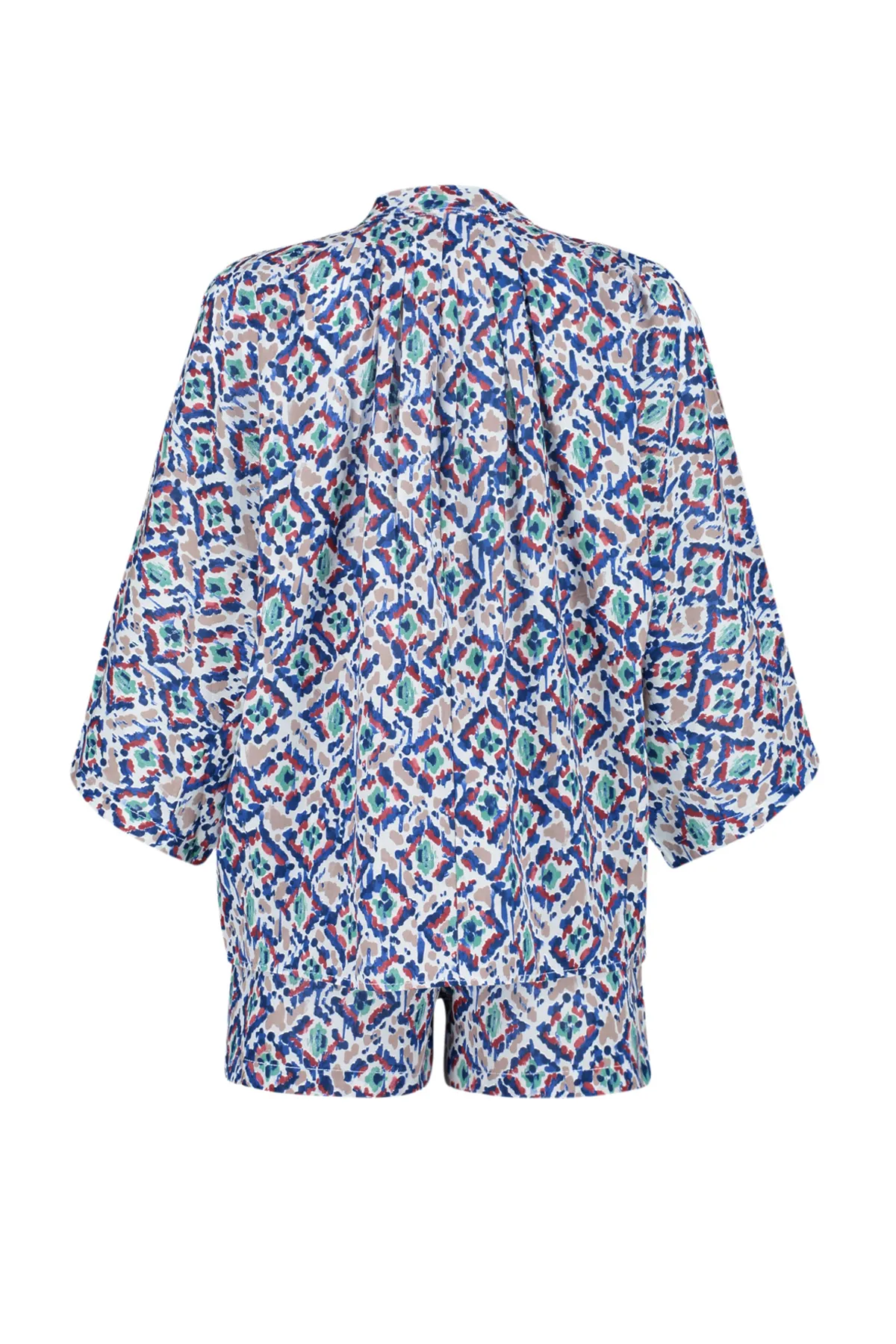 Trendyol Collection  Abstrakt gemustertes gewebtes Hemd-Shorts-Set TBESS24AU00018