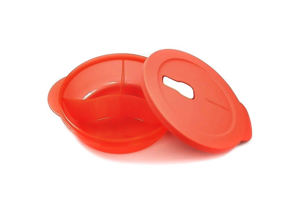 TUPPERWARE Mikrowellenbehälter CrystalWave 900 ml mit Abtrennung lachs + SPÜLTUCH