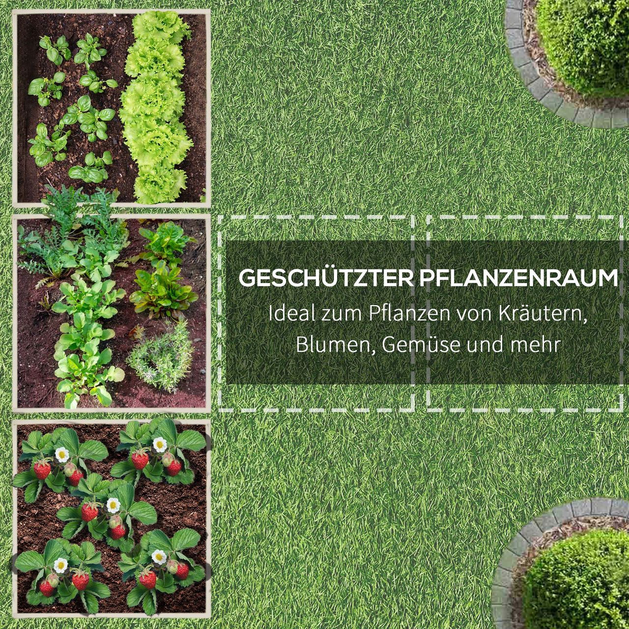 Outsunny Hochbeet aus Holz Gartenbeet mit Vliesstoff Pflanzkübel Pflanzkasten Kräuterbeet für Balkon Garten Natur 117 x 117 x 30 cm