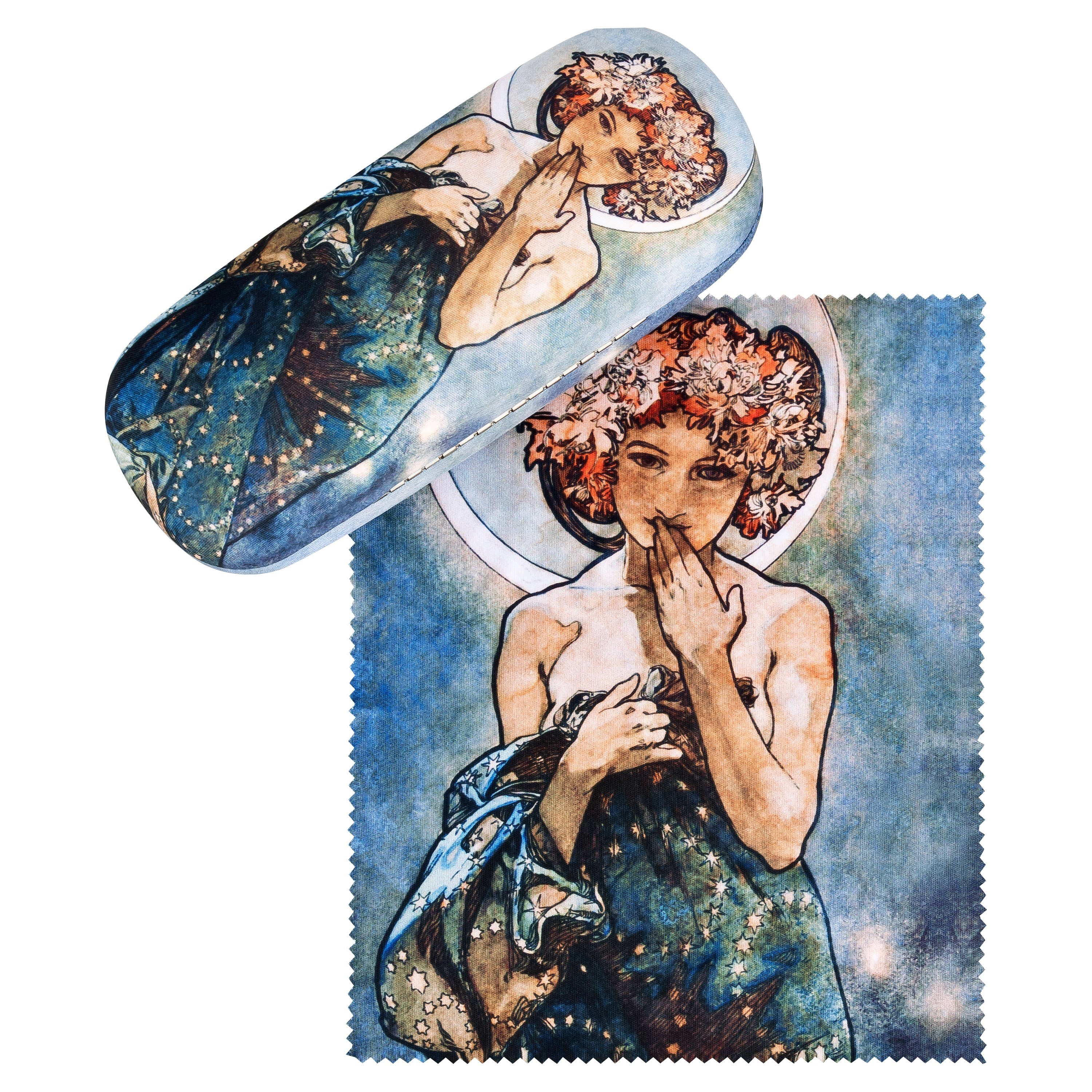 von Lilienfeld Brillenetui Brillenetui Alfons Maria Mucha : Der Mond Kunst Motiv Brillenbox Luna, stabiles mit Mikrofaser bezogenes Hardcase