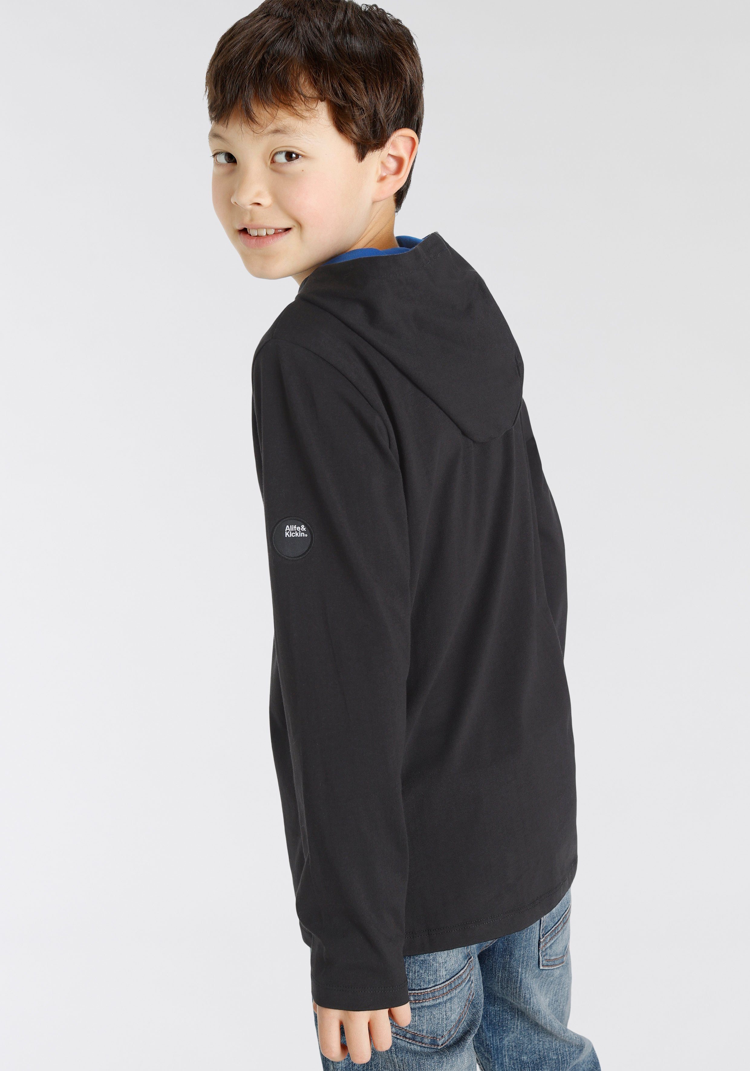 Alife & Kickin Kapuzenshirt Logo-Print cooler Längstdruck