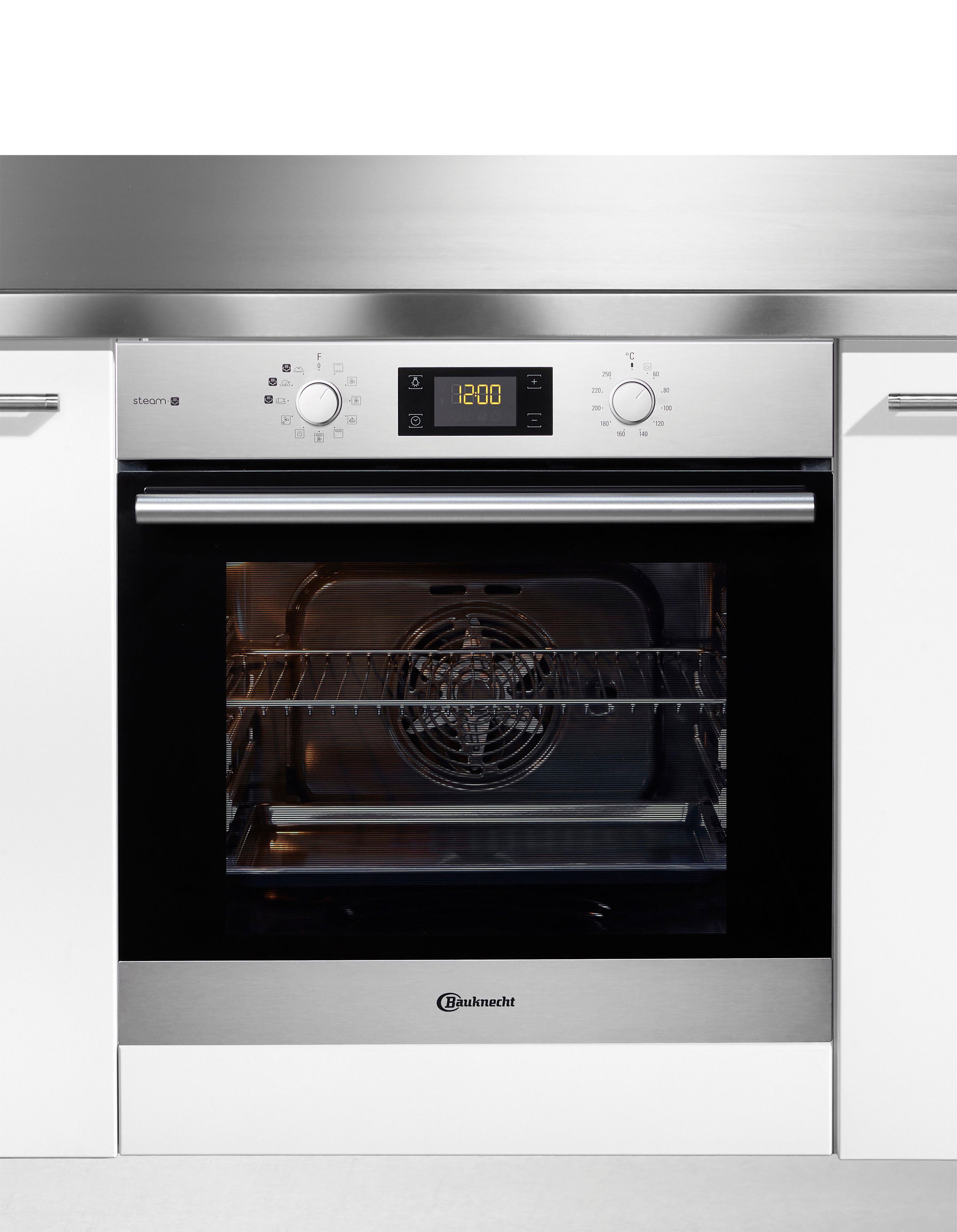 BAUKNECHT Backofen-Set BAKO Steam 2, mit 2-fach-Teleskopauszug, mit Dampffunktion