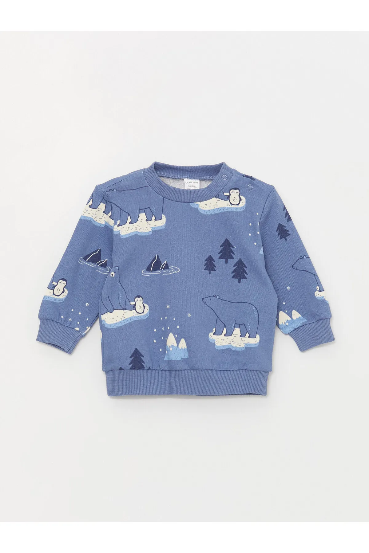 LC Waikiki  2-teiliges Set aus bedrucktem Langarm-Sweatshirt und Jogginghose für Babys mit Rundhalsausschnitt
