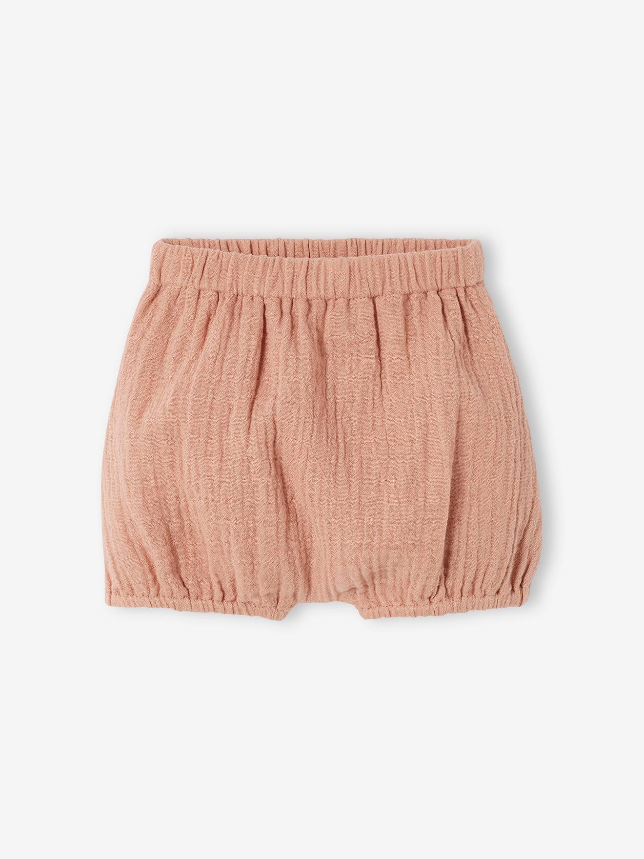 Robe en gaze de coton bébé et sa culotte assortie vieux rose