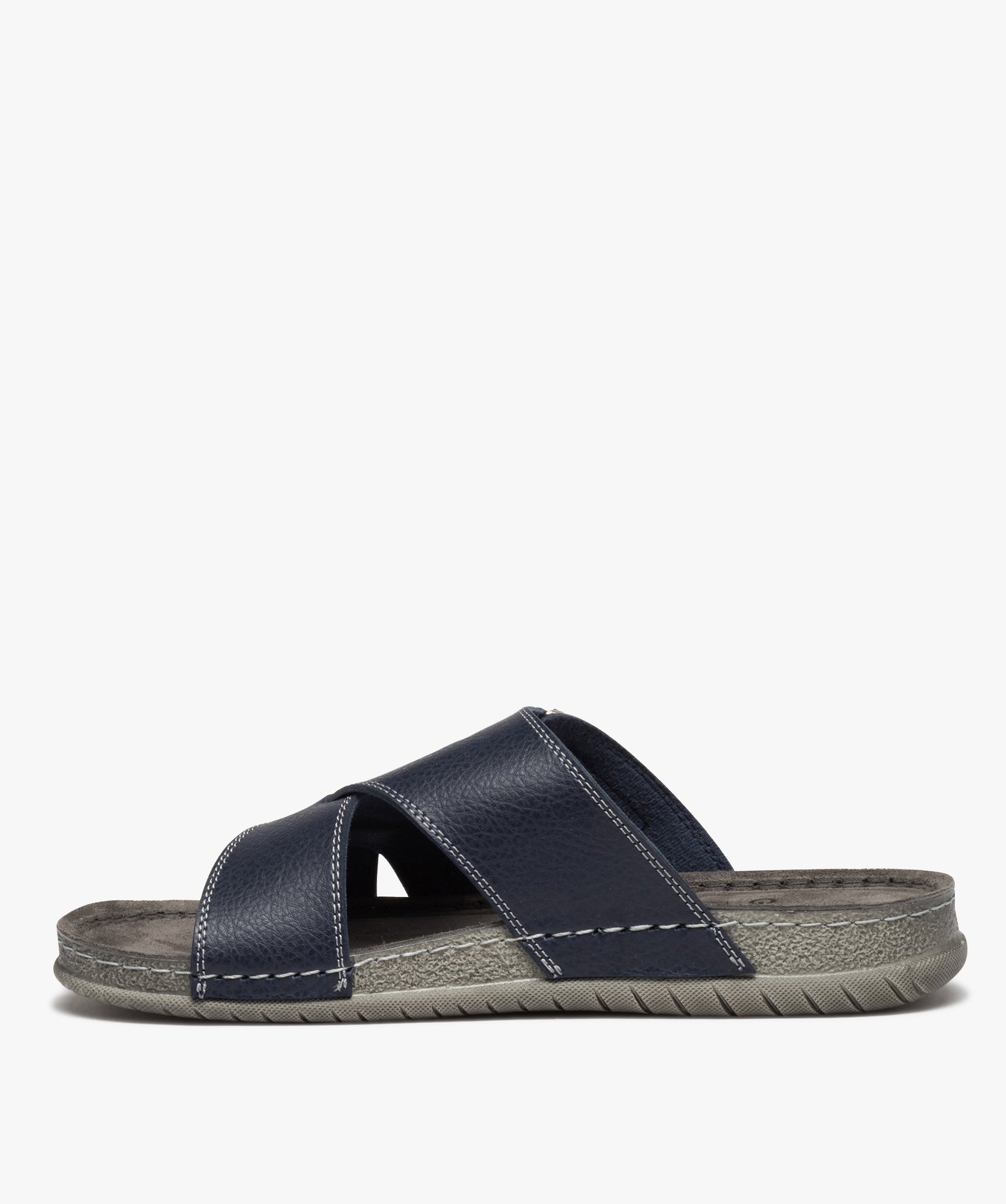 Mules confort multibrides croisées homme marine | GEMO