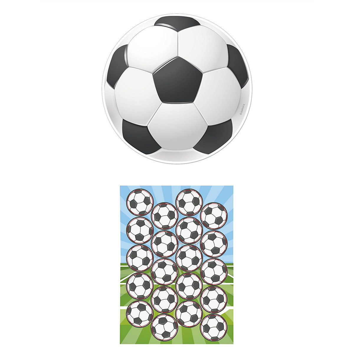 2er Set Fußball Essbarer Tortenaufleger + Mini-Törtchenaufleger