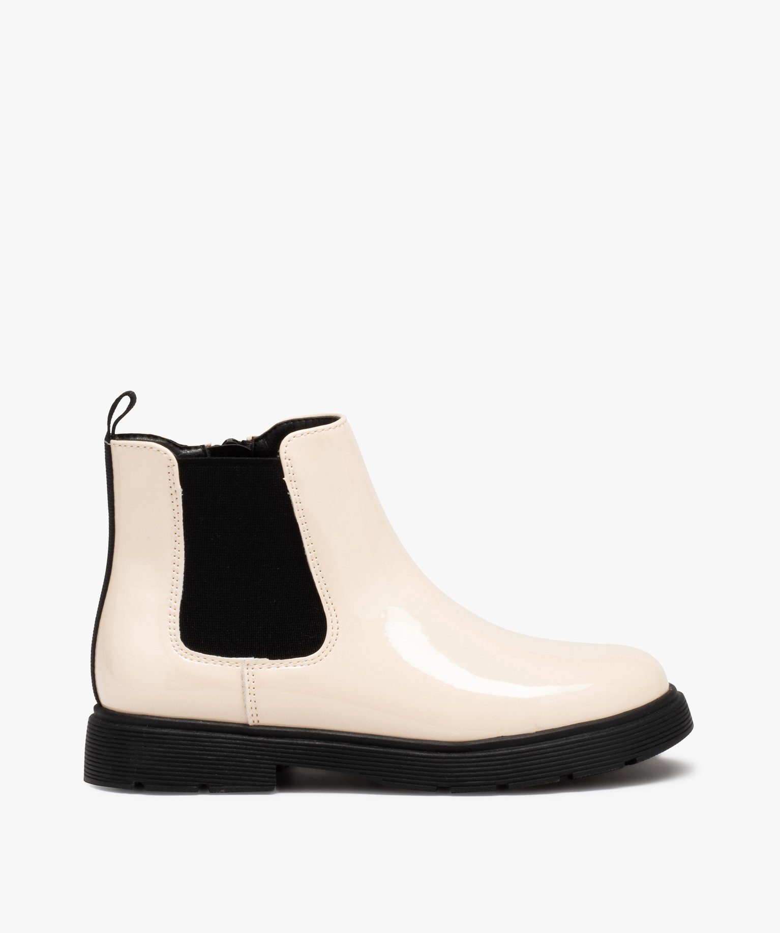 Boots fille unies dessus vernis à semelle crantée beige | GEMO