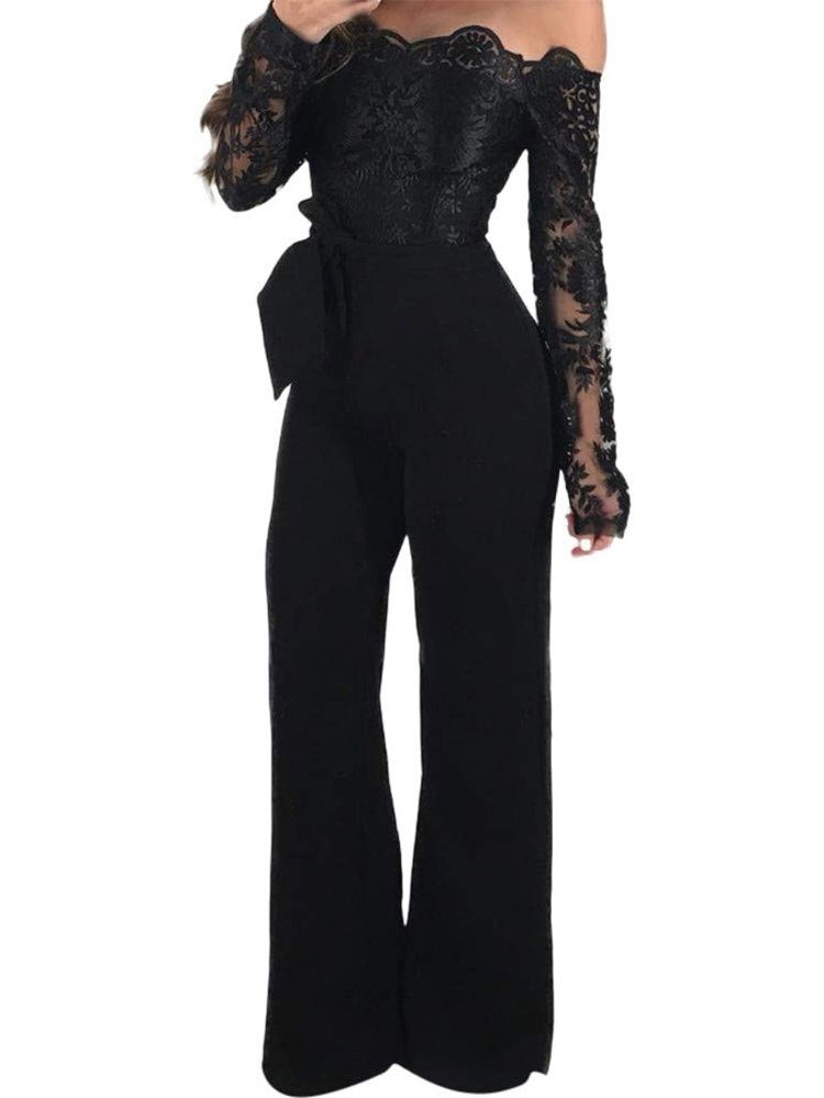 aikidio Overall Enganliegender Sport Jumpsuit für Damen Langarm, Gerippt, V-Ausschnitt Damen Festlich Langarm Einteiler Playsuit Romper FüR Hochzeit