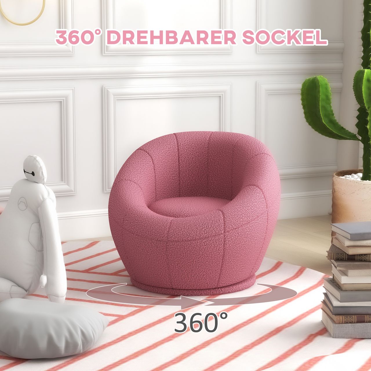 HOMCOM Loungesessel Einzelsessel Drehbarer Polstersessel bis 120 kg Belastbar