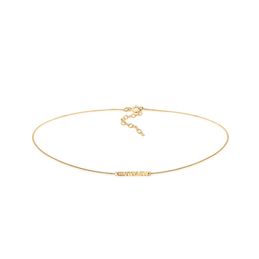 Elli Elli Collier Femmes Choker Rectangle Plaquette Martelé Géo Look en Argent Sterlin collier