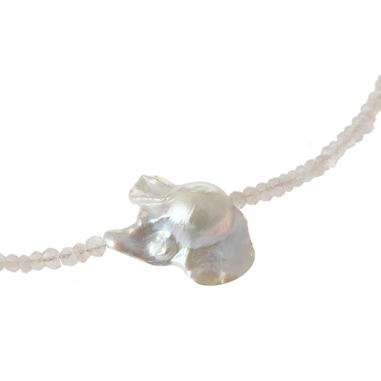 Perlenkette 'Rosenquarz und Barock Zuchtperle'