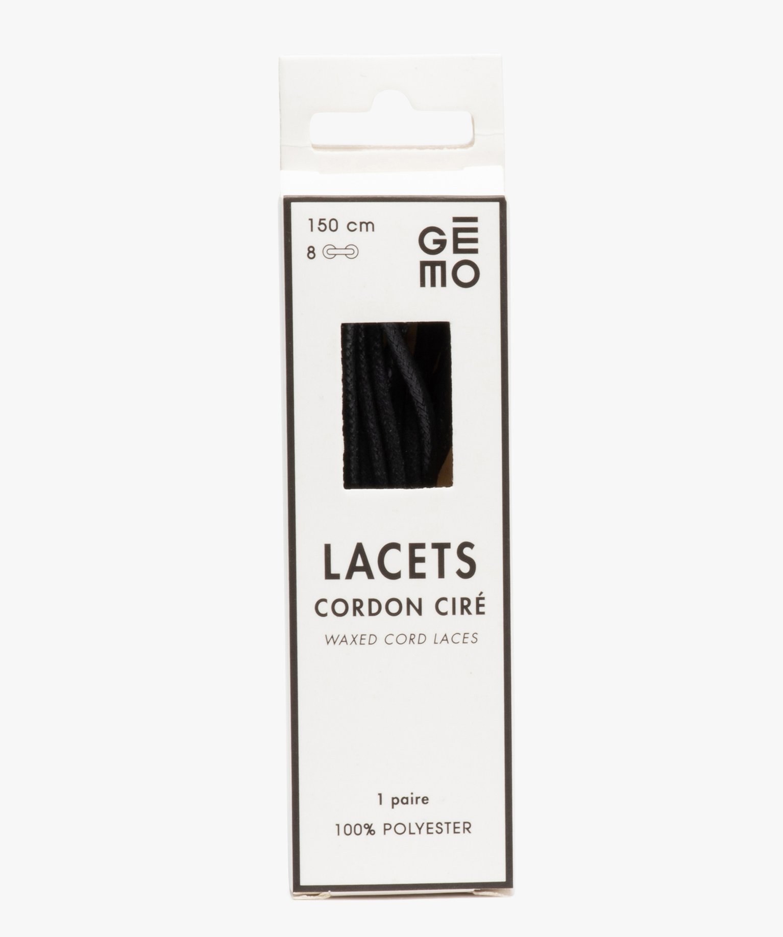 Lacets ronds cirés 150 cm (lot de 2) noir | GEMO