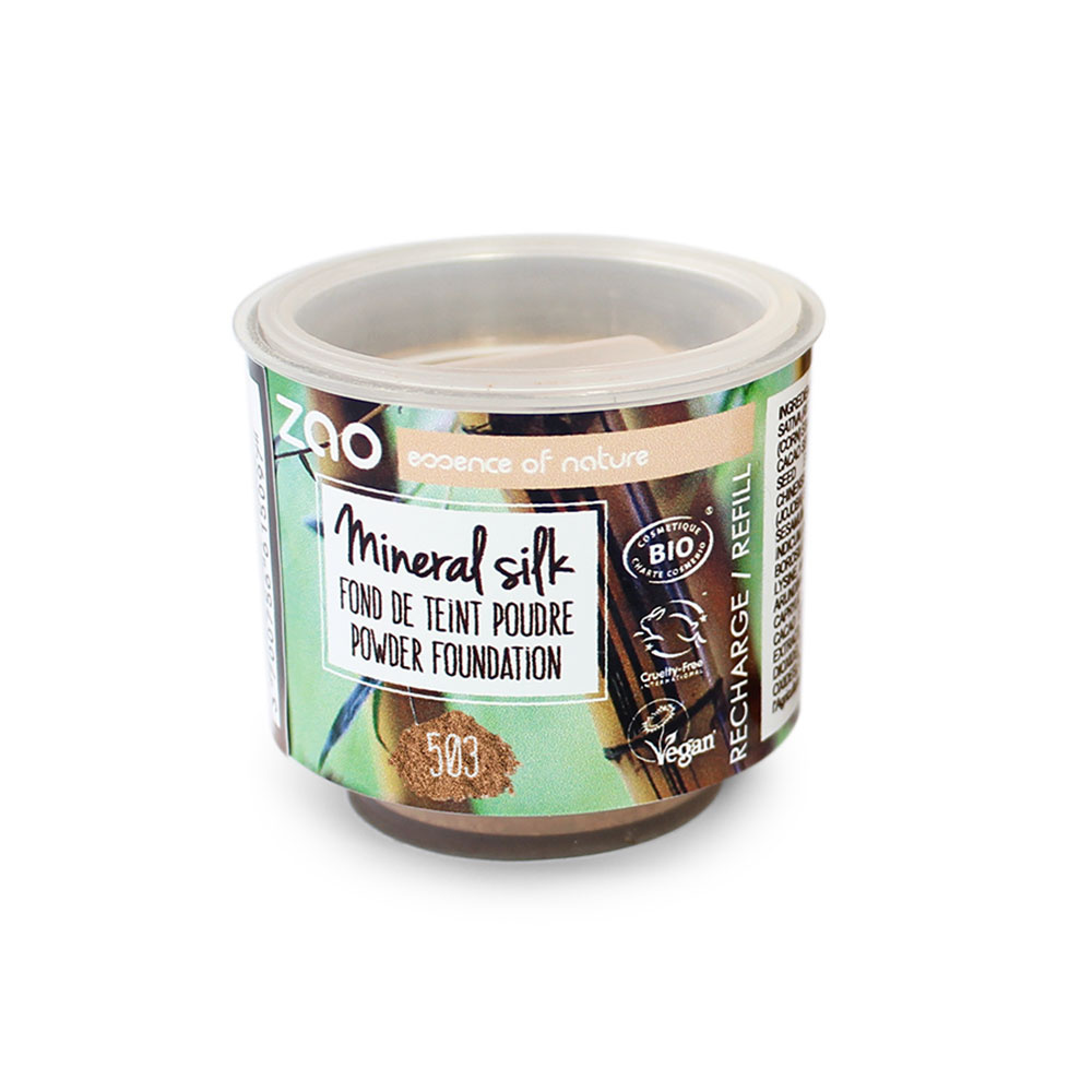 zao essence of nature Recharge Mineral silk 503 Beige orangé ZAO Poudre libre Certifiée Bio, Formule 100% naturelle, Vegan et Rechargeable