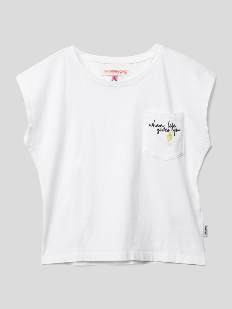 T-Shirt mit Brusttasche in weiß