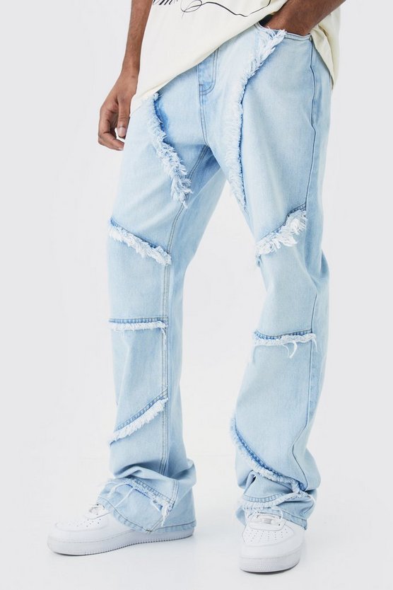 Tall lockere Schlagjeans mit ausgefranstem Saum