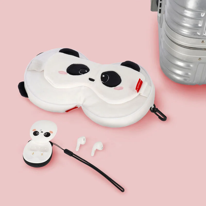 Cestovný vankúš Panda a sada bezdrôtových slúchadiel Panda