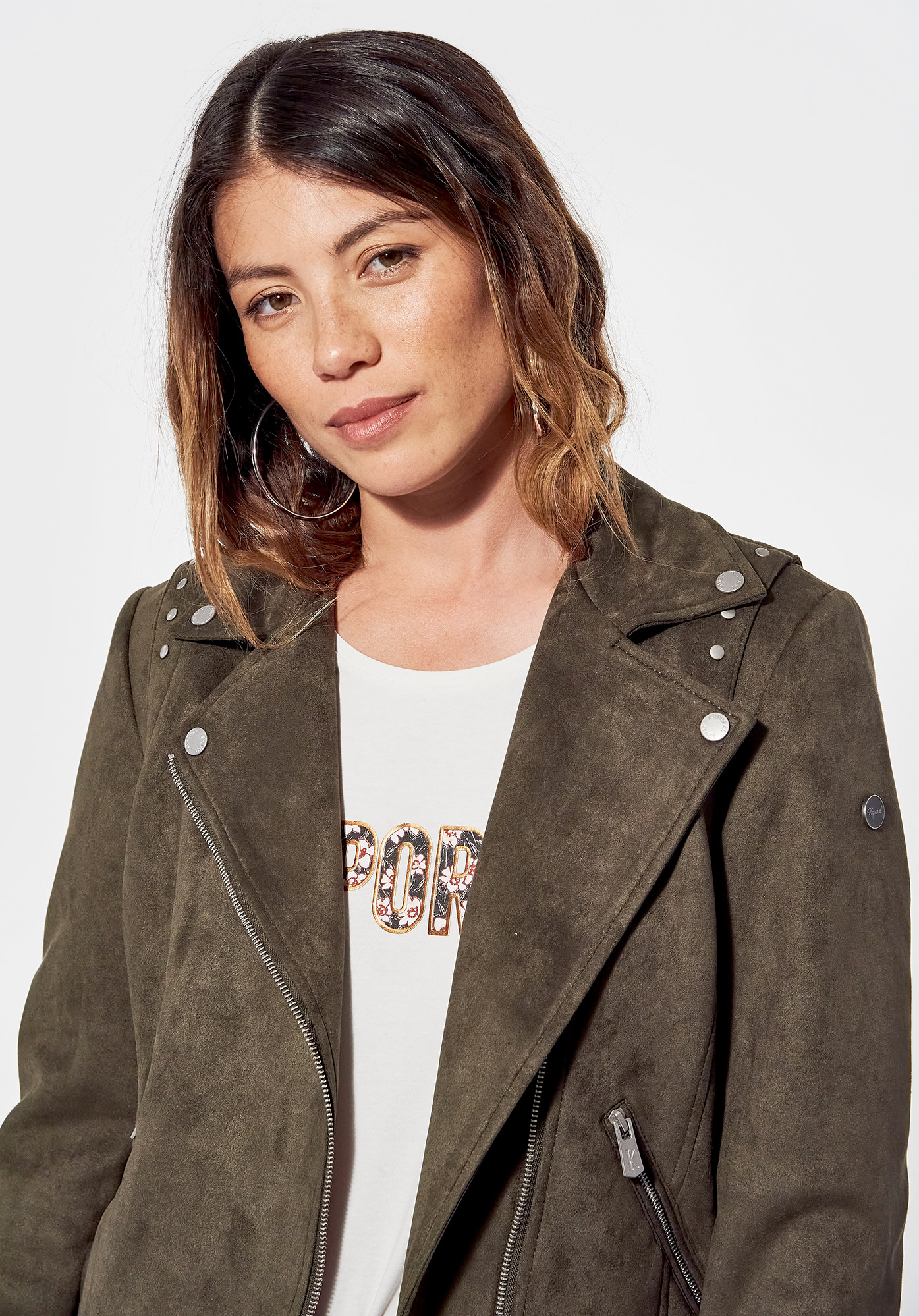 FREON  Veste régular kaki Femme, style motard