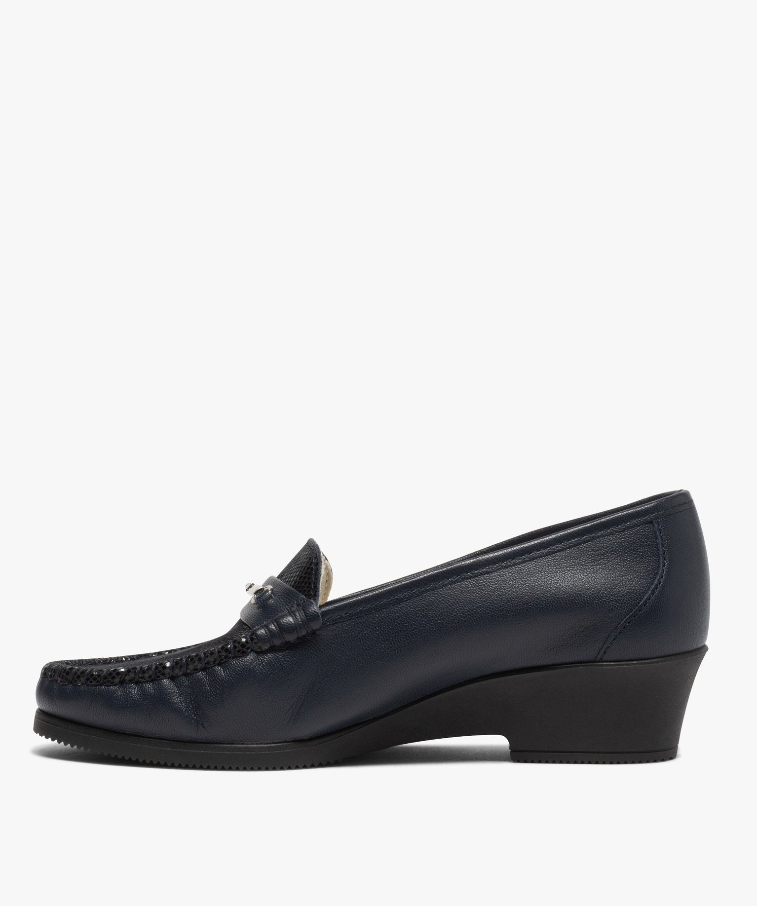 Mocassins femme confort dessus cuir verni marine | GEMO