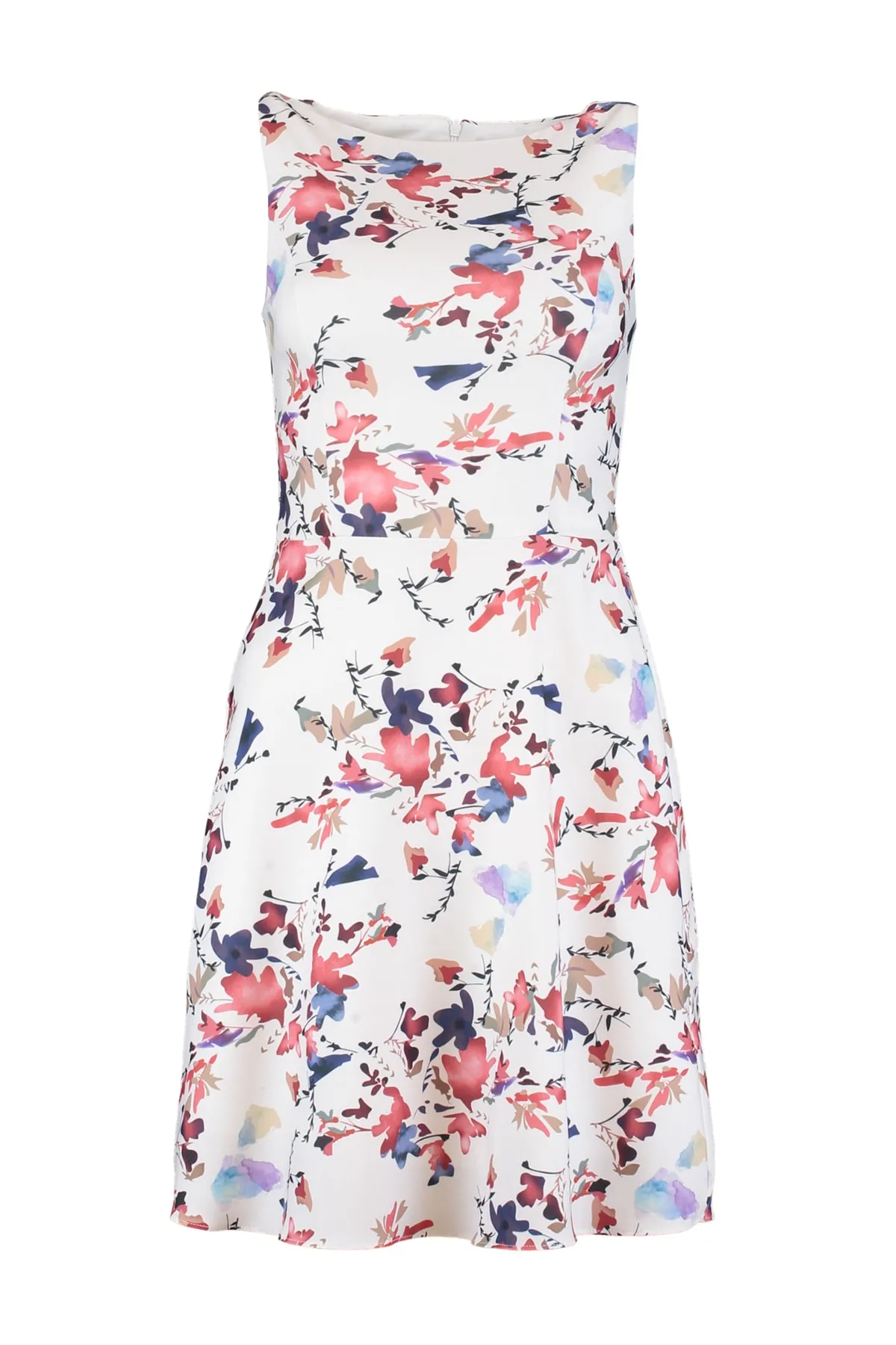 Trendyol Collection  Mehrfarbiges, florales Mini-Webkleid in A-Linie mit U-Boot-Ausschnitt TWOSS19WR0042