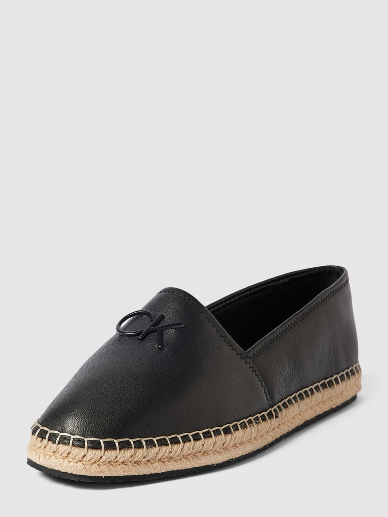 Espadrilles mit Label-Applikation in schwarz