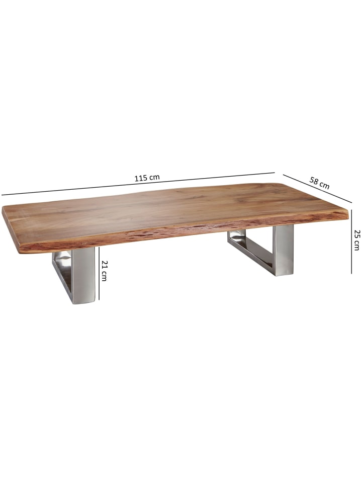 KADIMA DESIGN Massiver Akazienholz Couchtisch, Landhausstil, stabile Metallbeine günstig kaufen onesize