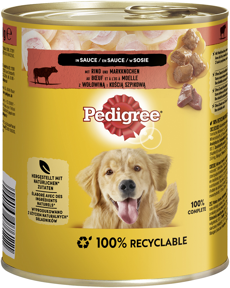 Pedigree Hundenassfutter Pedigree Adult Plus 12x800g Rind mit Markknochen, in Sauce