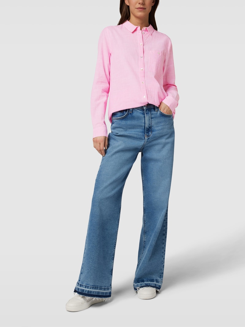 Longbluse mit Kentkragen in pink