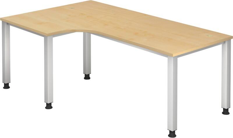 Hammerbacher Q Serie Schreibtisch Rechteckig Ahorn Holz Silber 4 Füße 1.200 x 2.000 x 685 mm