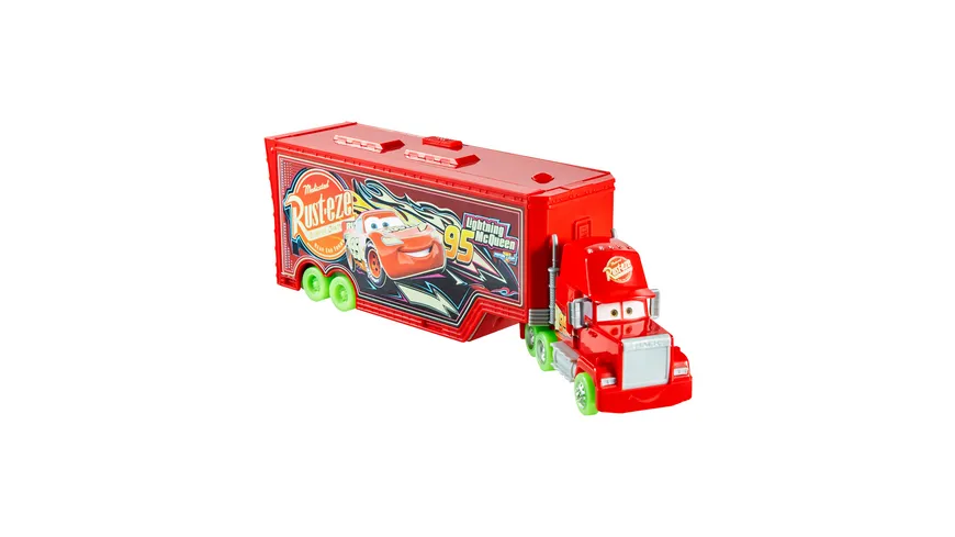 and Pixar Cars Glow Racer Mack Transporter Set