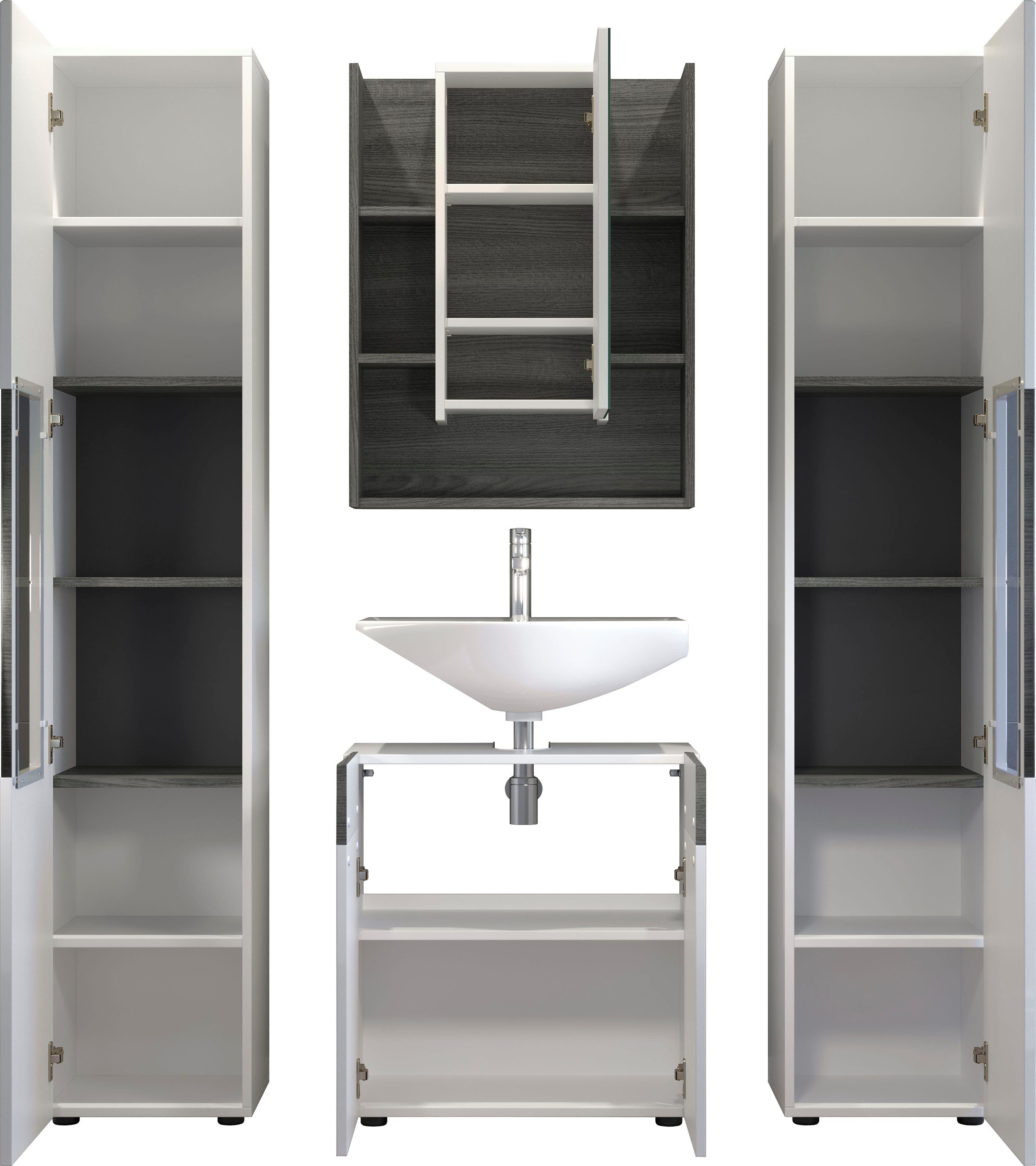 welltime Badezimmer-Set Dijon, (4-St), Grifflos, 4-teilig