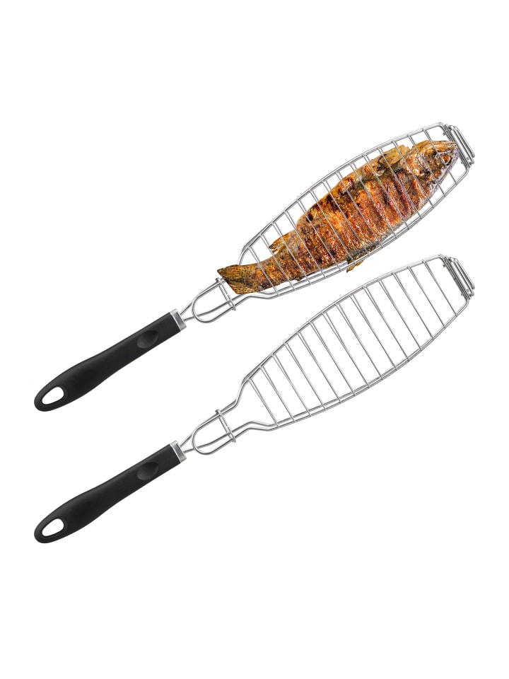 relaxdays 2x Fischbräter in Silber/ Schwarz günstig kaufen onesize