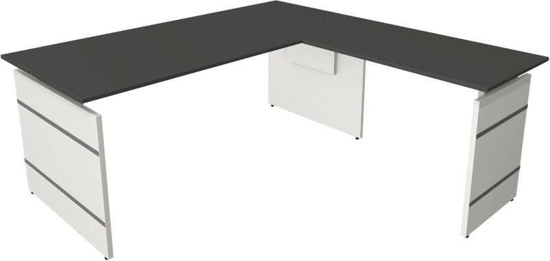 Kerkmann 11465613 Form 4 Höhenverstellbar Sitz-Stehschreibtisch L-förmig Weiß 1.800 x 1.800 x 760 mm
