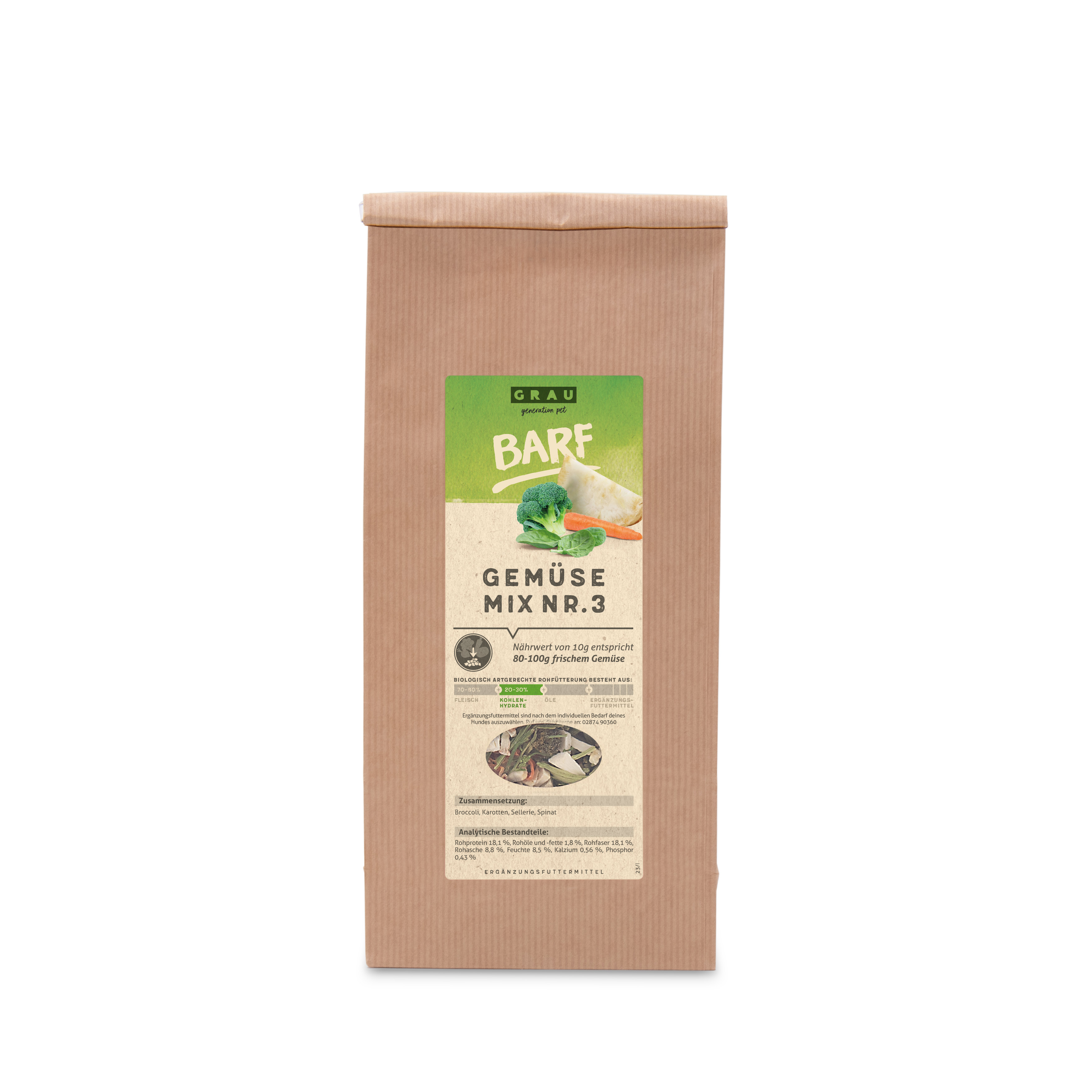 GRAU BARF/ Frostfutter GRAU Gemüsemix Mischung Nr. 3 500 g