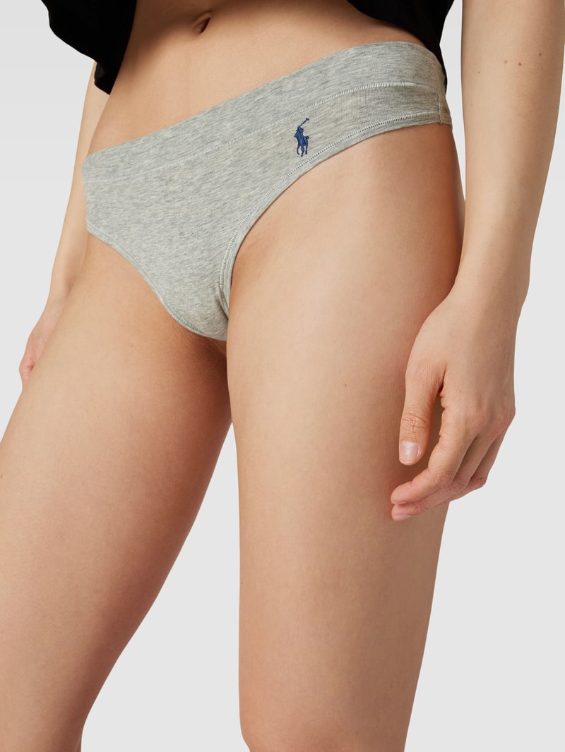 Slip mit Label-Stitching in hellgrau meliert