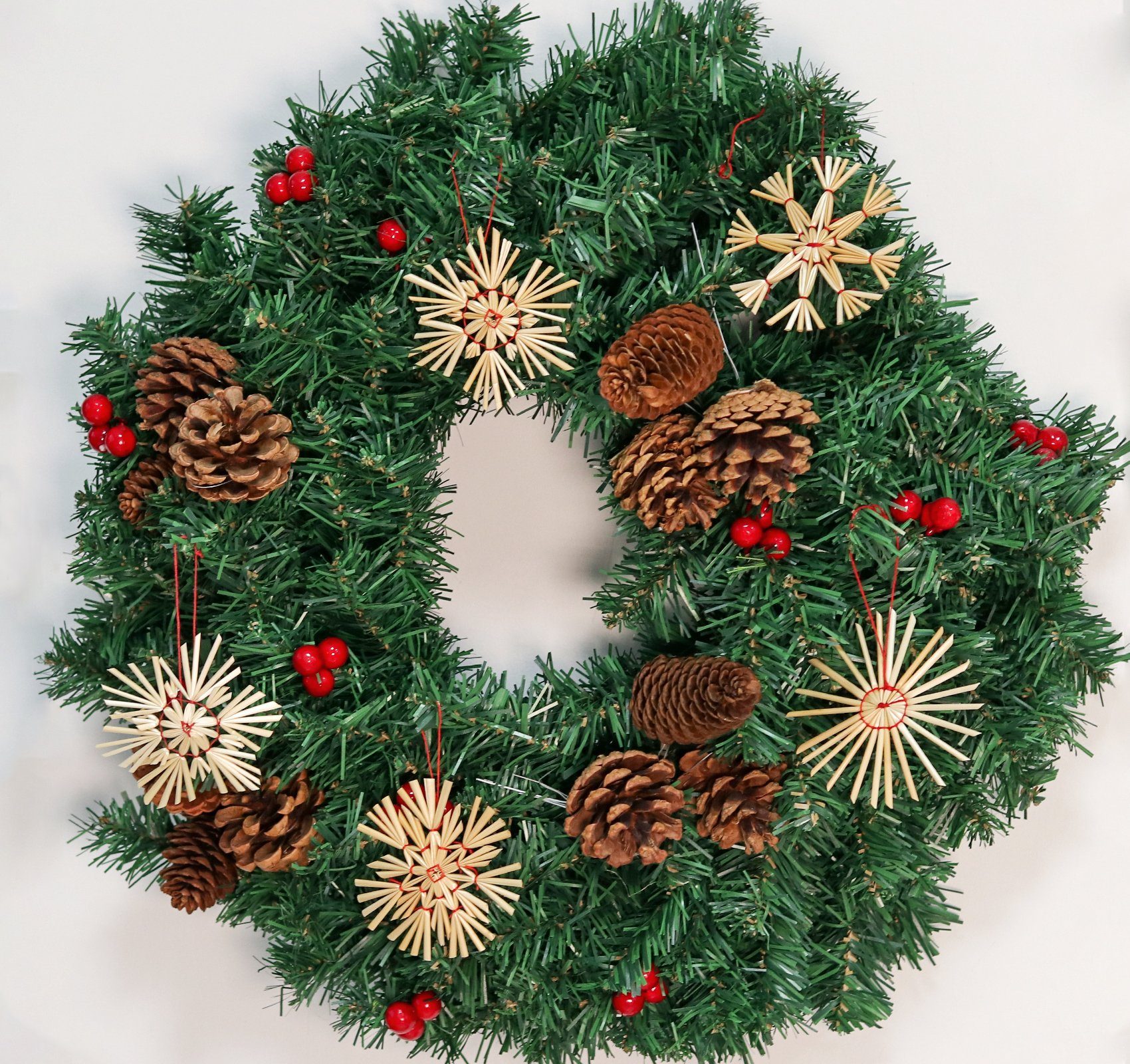 Homewit Christbaumschmuck Strohstern Set Christbaum Schmuck Stroh-Anhänger für Weihnachtsbaum (24-tlg), Weihnachtsdekoration - Ø 8cm mit Einer Schönen Holzkiste