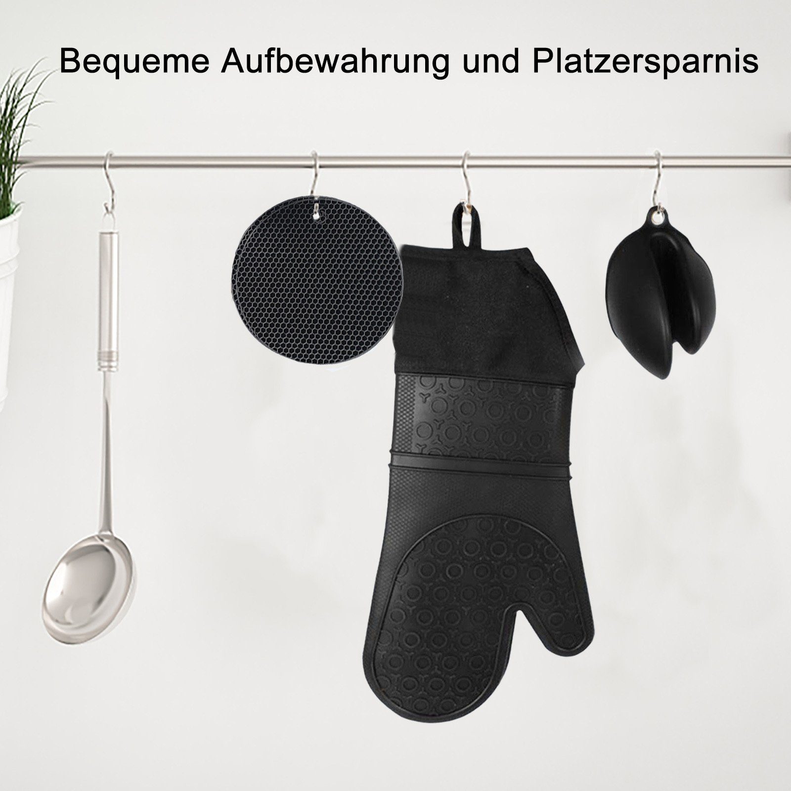 CALIYO Topflappen 6-Tlg Topfhandschuhe, Ofenhandschuhe aus Silikon, (6-tlg), mit rutschfestem Silikonmuster, 230°C Hitzebeständige Backhandschuhe