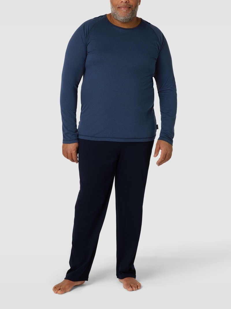 PLUS SIZE Pyjama mit Label-Details in blau meliert