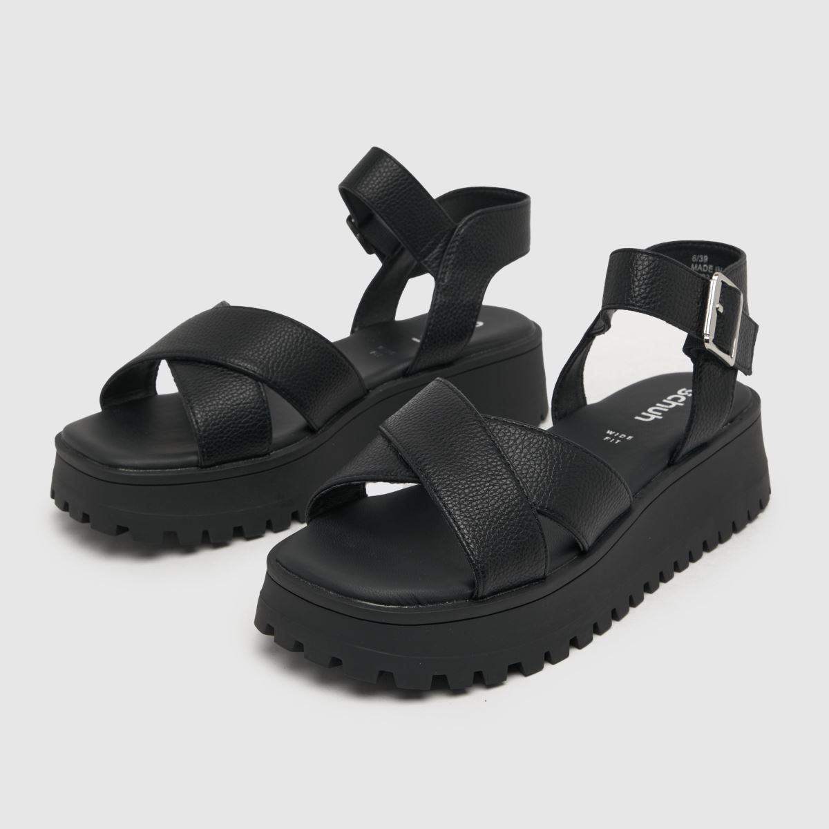 Schuh – Svarta tera-sandaler med bred passform