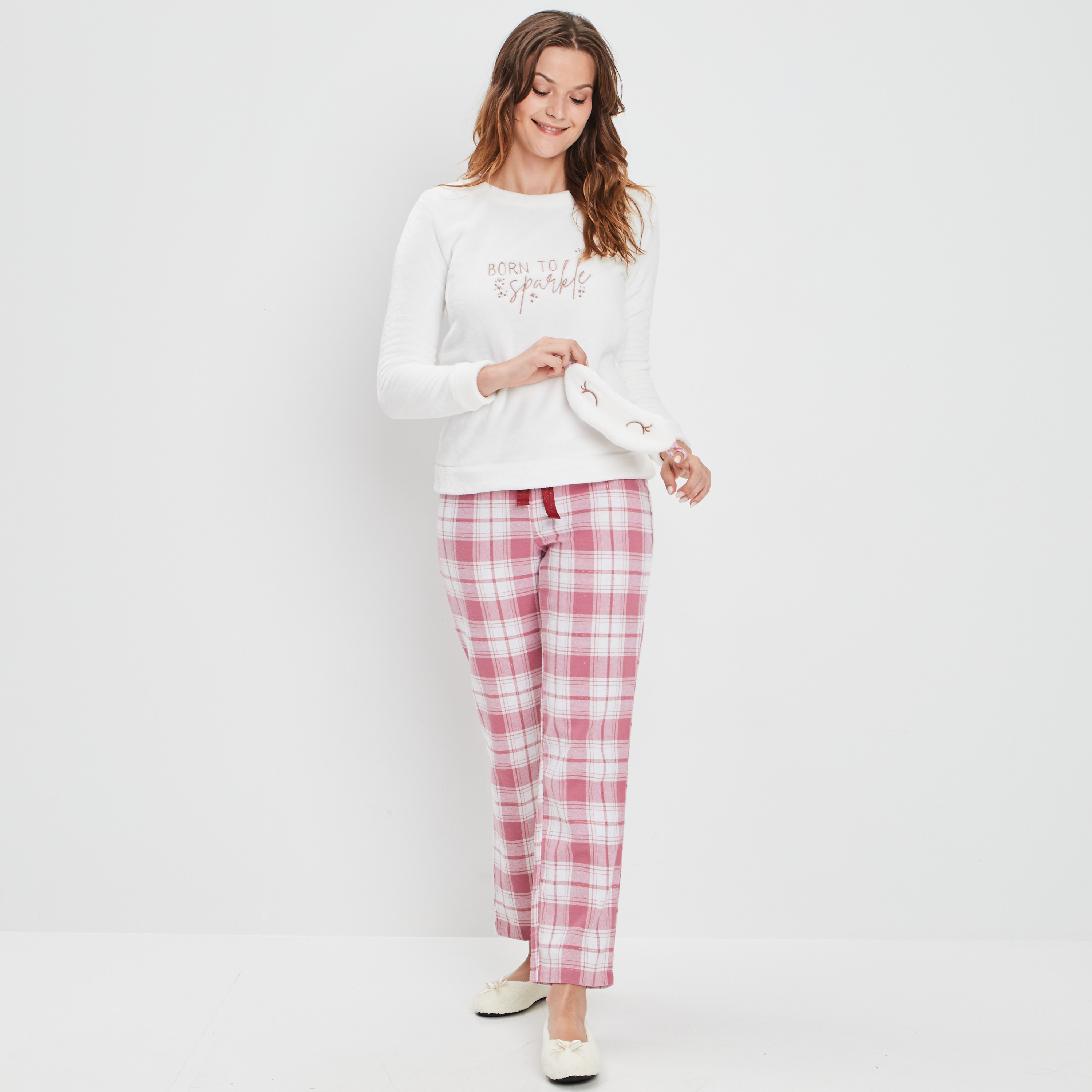 Ensemble pyjama 3 pièces rose framboise femme | La Halle