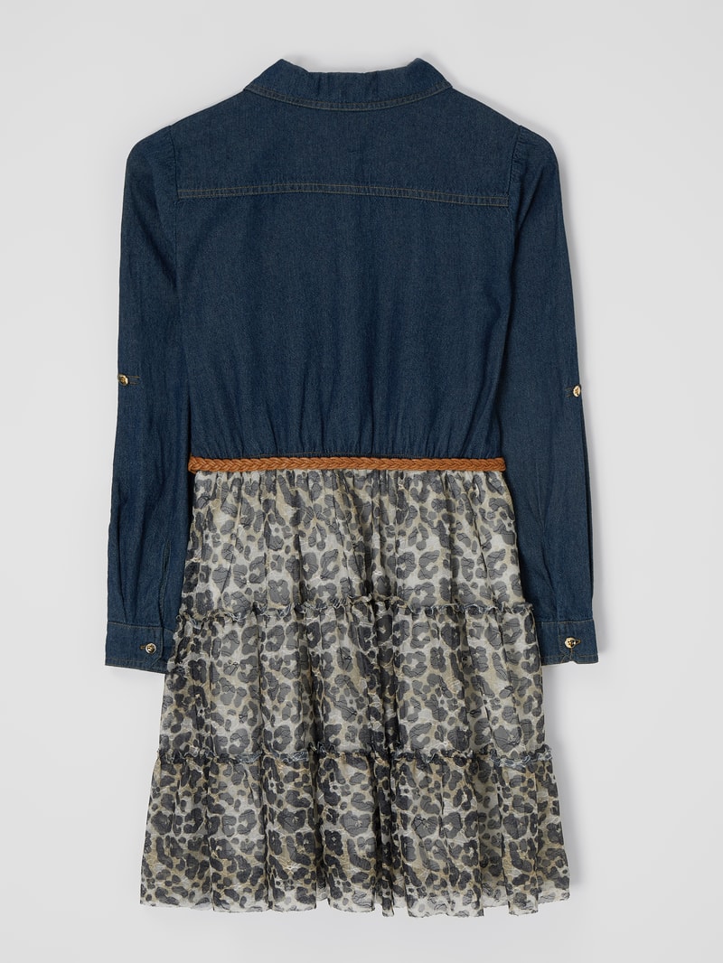 Kleid aus Denim und Spitze in blau