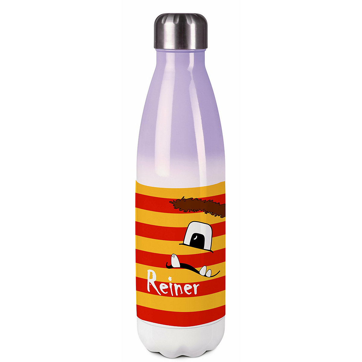 Edelstahl Kinder Thermoflasche / Trinkflasche bunt Monster Streifen Farbe rot gelb Spülmaschinenfest, Auslaufsicher, Bruchfest, Doppelwandig, Für Heißgetränke geeignet, Mit Deckel, Isoliert
