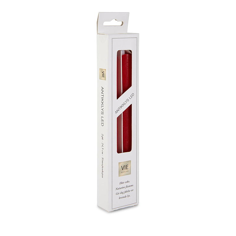 Vie Selected Kronelys 2-pk 24 cm LED timer rød