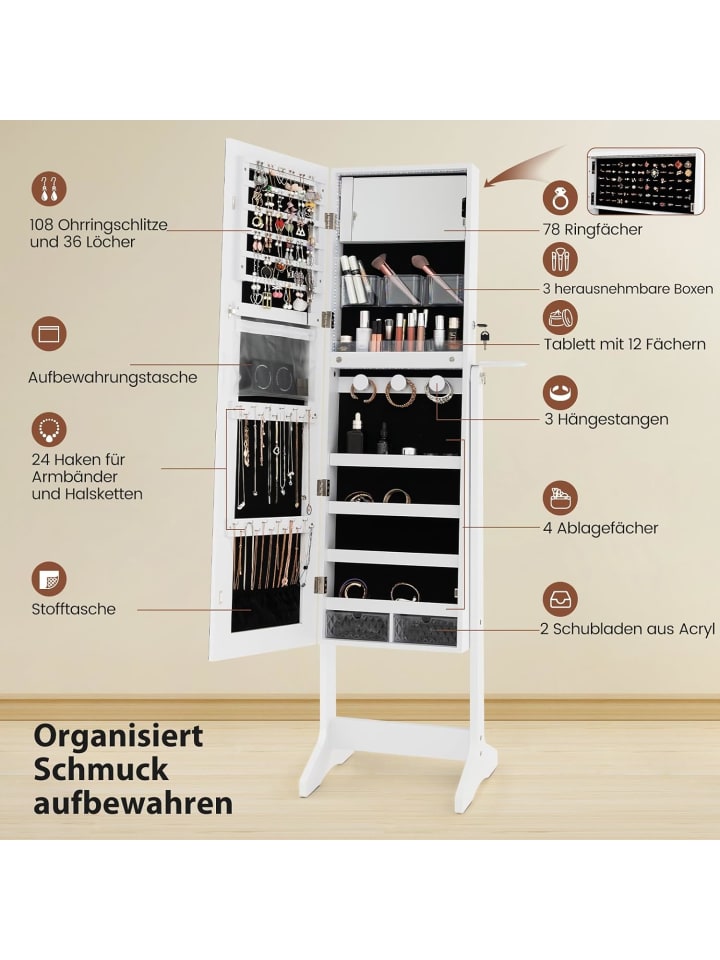 COSTWAY Schmuckschrank LED in Weiß günstig kaufen onesize