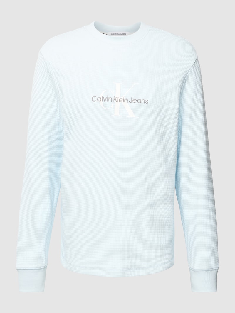 Longsleeve in Waffelstruktur Modell 'ARCHIVAL' in hellblau