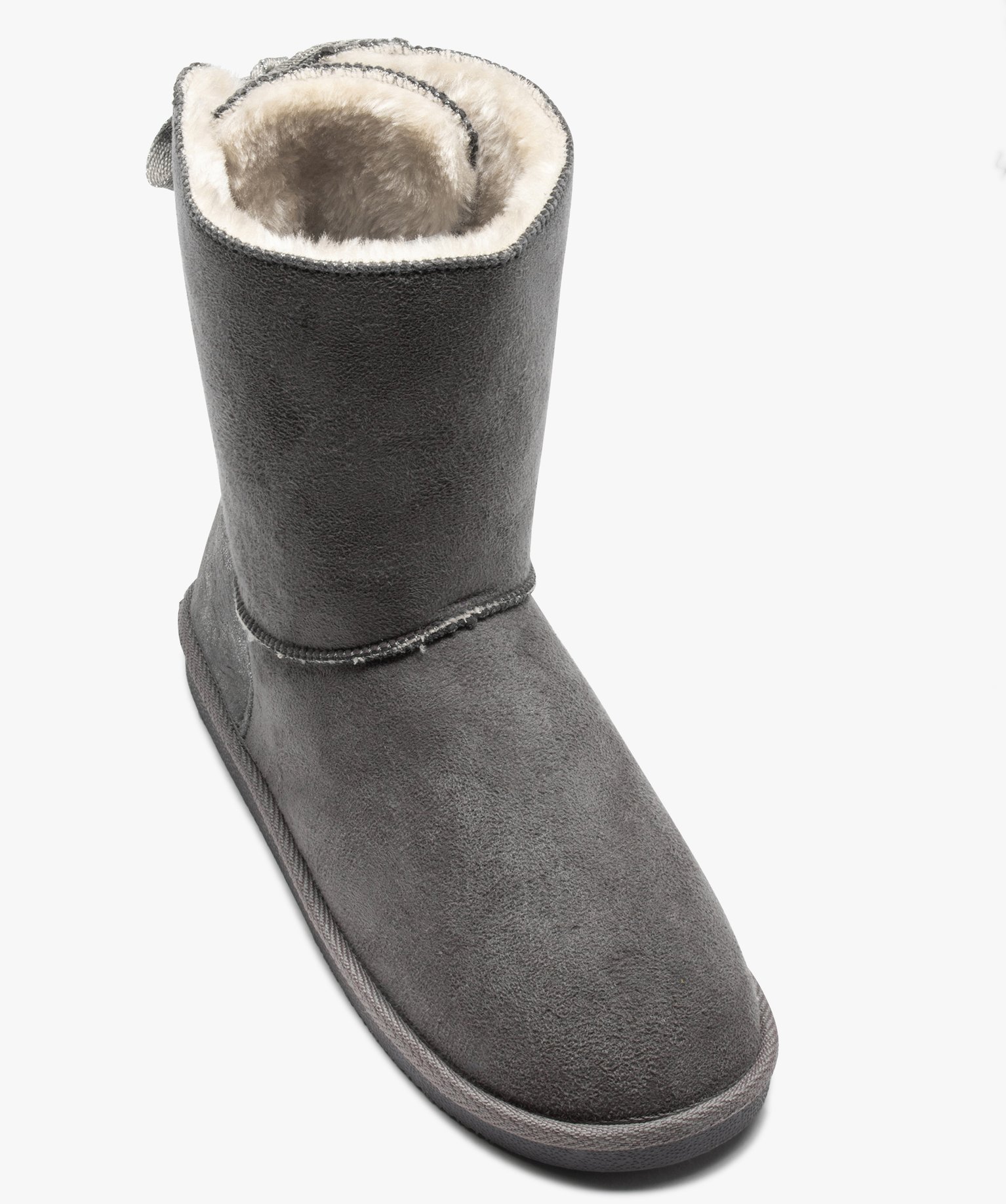 Boots fourrées femme en suédine détails brillants gris | GEMO