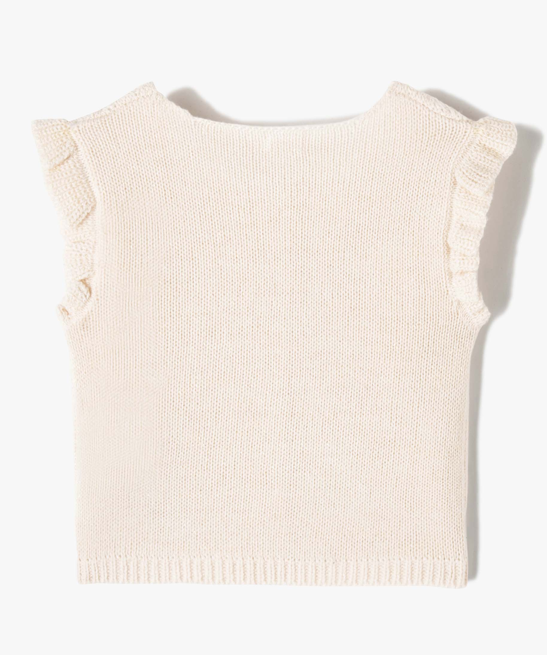 Gilet fille sans manches à maille fantaisie pailletée ecru | GEMO